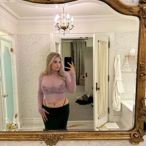 Urban Outfitters Out From Under Libby Sheer Mesh Long Sleeve Top Purple